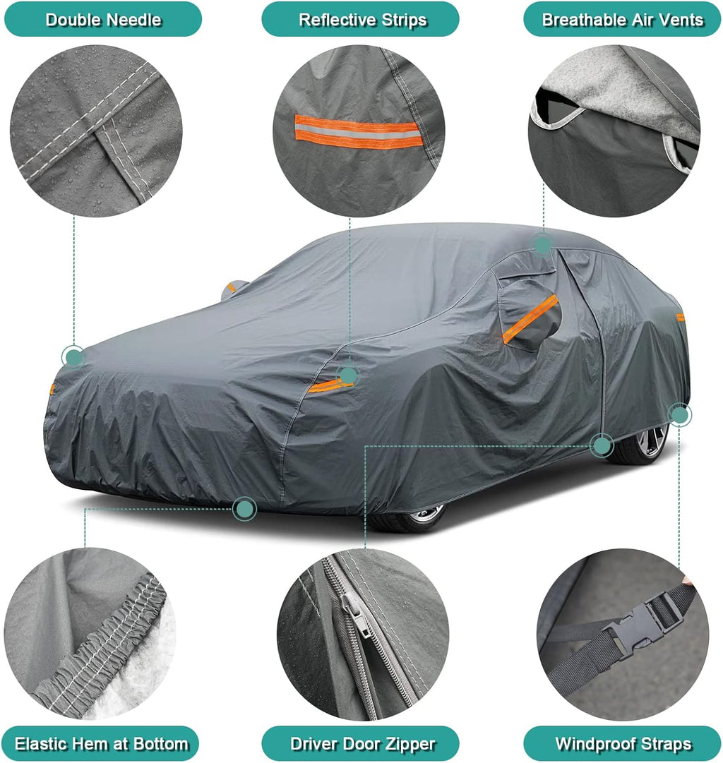 Premium Car Cover Custom Fit Kia Sportage (2010-2025), 16 Layers Heavy Duty Car Cover Waterproof All Weather with Zipper Door for Sun Rain Snow Dust Uv Protection