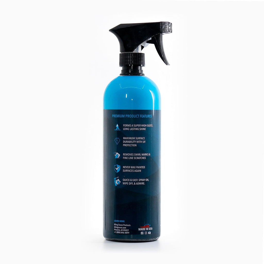 Bling Sauce Platinum: Secret Sauce, High-End Ceramic (Si02) Coat plus Surface Protection with High Gloss Shine, 24oz, for Painted Surfaces, Cars, Trucks, Motorcycles