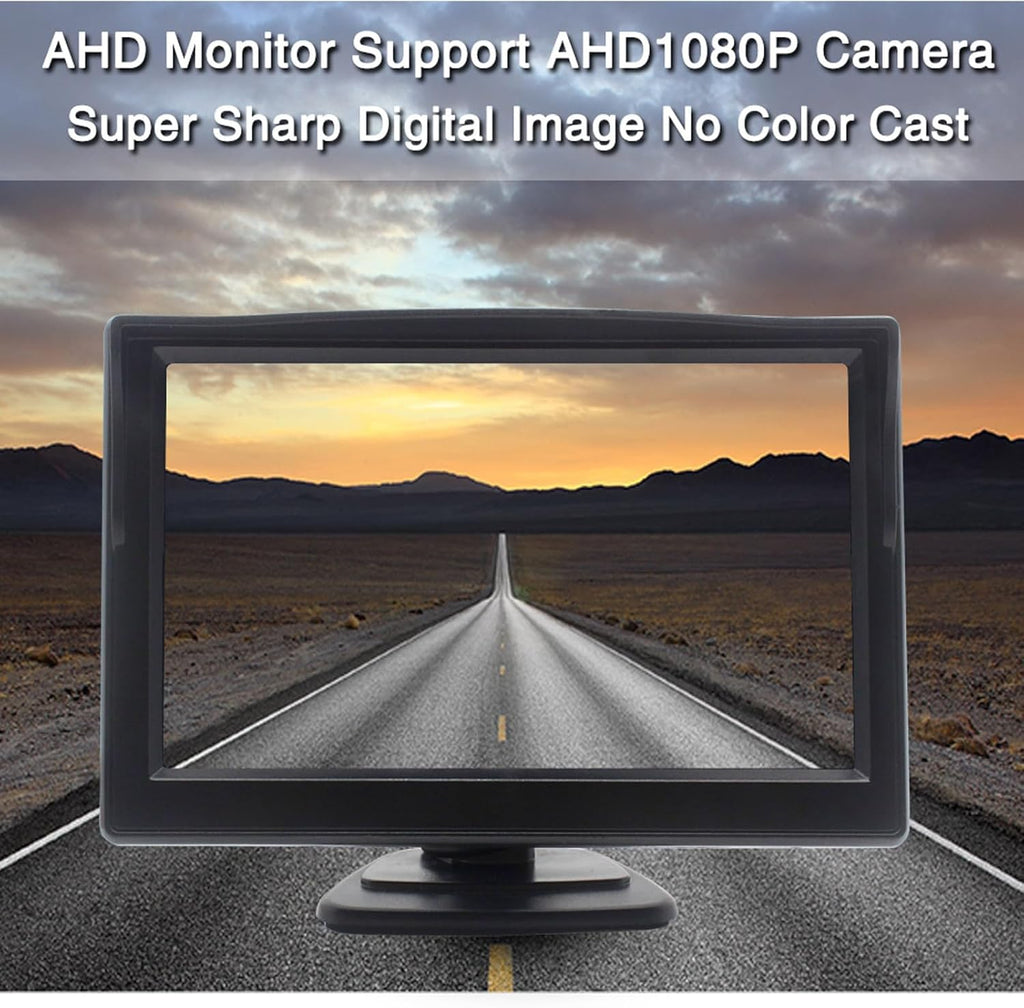 Wired Backup Camera for Truck 5 '' AHD 1080P Front Rear View Monitor KIT 2K IP67 Waterproof Night Vision Reverse Camera for CAR, License Plate Back UP Reverse Camera for 12V Cars Sedan Truck Van SUV