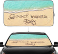 Gven Sun Shade for Car Windshield, Beach Style, Blocks 99% UV Rays, Reflective Tech, Easy Fold & Go, Funny/Stylish Design, Black, 59" x 31.5"