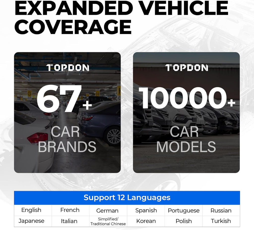OBD2 Scanner TOPDON AD500, Oil SAS Throttle TPMS BMS EPB Reset, Engine ABS SRS Transmission, Diagnostic Scan Tool, AutoVIN, Car Check Engine Code Reader with Battery Test, Lifetime Wi-Fi Free Update