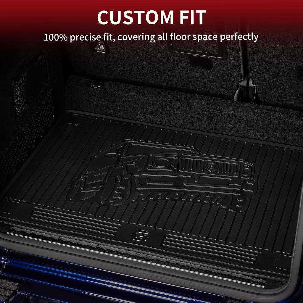 LASFIT Cargo Mats for Mercedes Benz G Class G550 / G580 / G63 AMG SUV 2026 2025 2024 2023 2022 2021 2020 2019, All Weather TPE Custom Fit Cargo Liner for G Class Trunk Mats, Black
