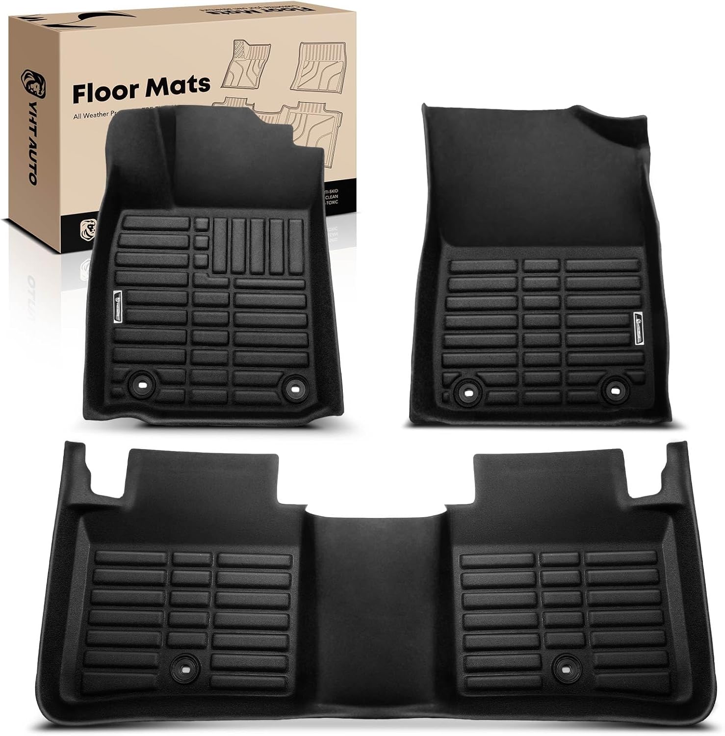 YHTAUTO Automotive All Weather Floor Mats Compatible with Lexus ES350 2013-2018, Car Mats Custom Fit TPE Floor Liners Front & Back Seat, Black, Set of 3