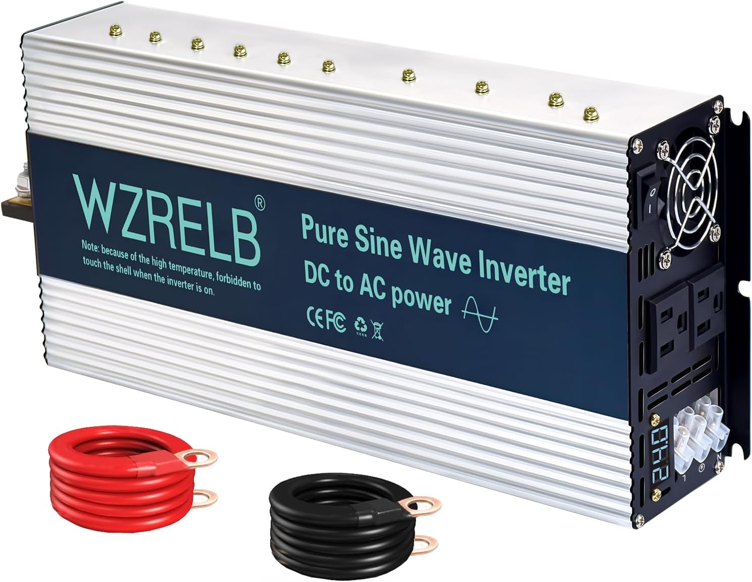 WZRELB 3500W Pure Sine Wave Inverter, Car Power Inverter 24V DC to 110V 120V AC Converter for RV, Truck, Solar, Outdoor with Dual AC Outlets, Hardwire Port, Surge 7000W, LED Display,Off-Grid
