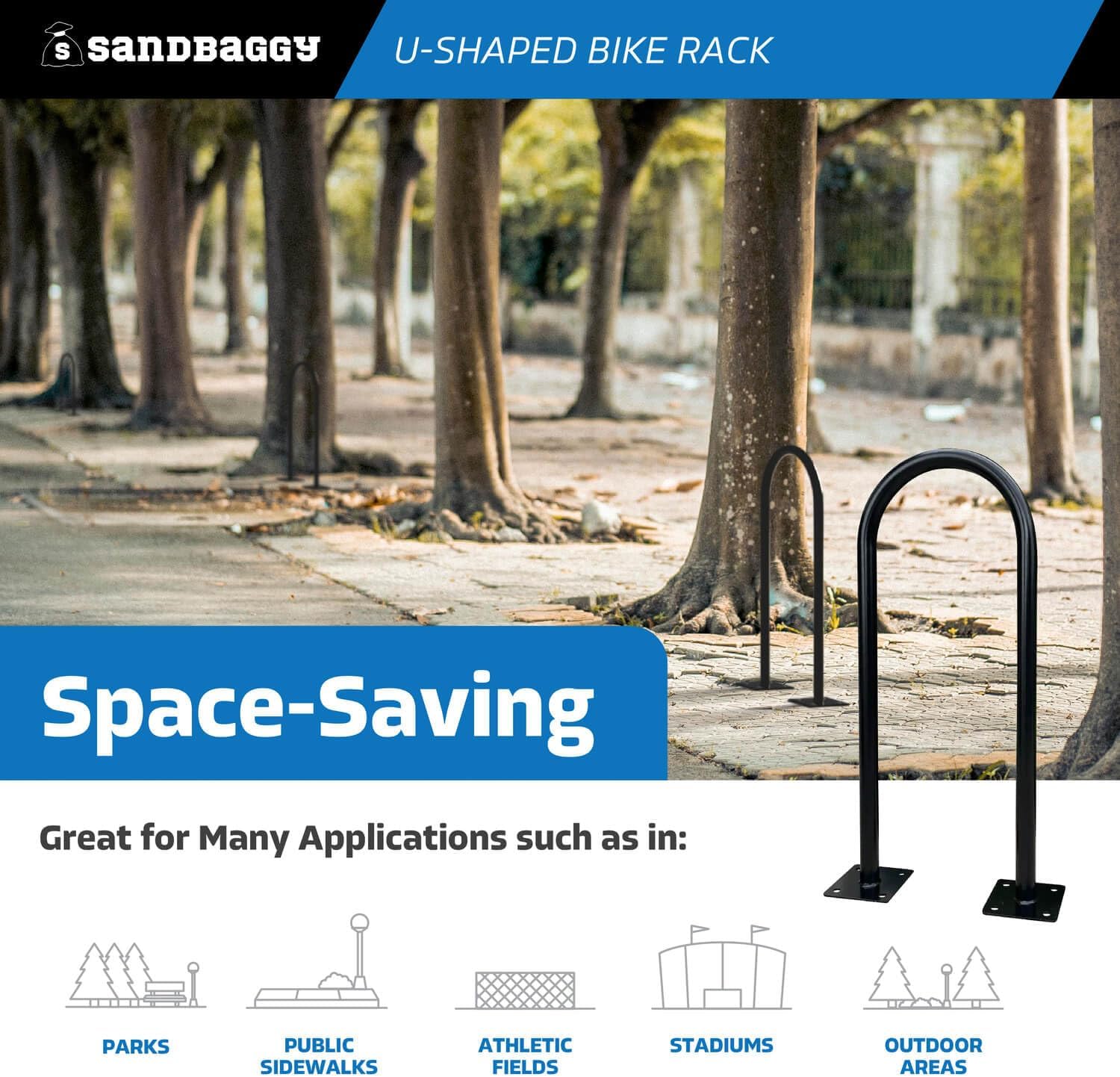 Sandbaggy U Shaped Bike Rack - Outdoor, Commercial - Galvanized Steel - Surface/Ground Mounted (10, Blue)