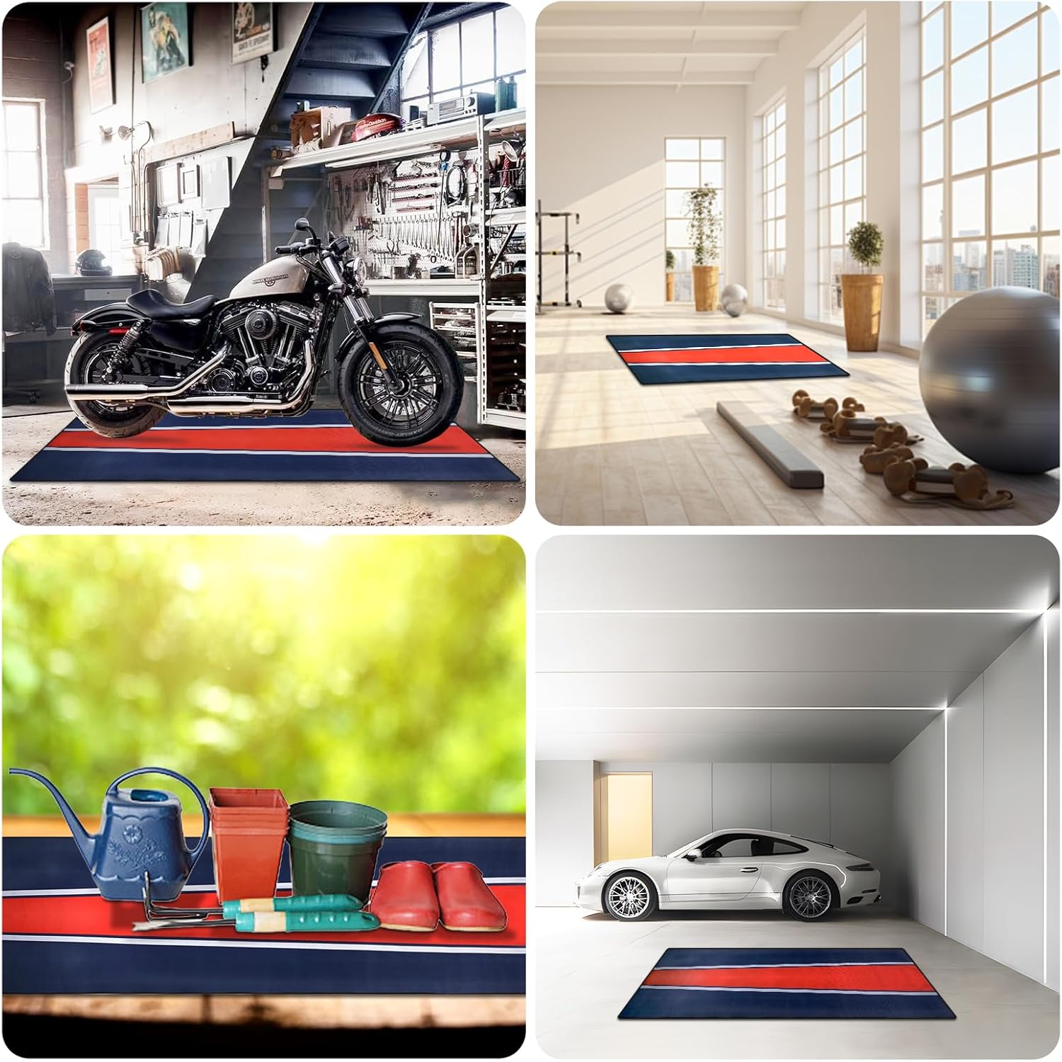 Motorcycle Mat, 78" L x 31" W Motorcycle Garage Mat Waterproof, Non-Slip, Heavy-Duty Surface for Display Decoration, ATVs & Workshop Use – Easy to Clean & Reusable