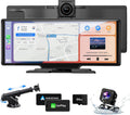 Wireless Car Stereo CarPlay Screen with 4K Dash Cam, 10.26" Apple Carplay & Android Auto Screen with 1080P Backup Camera/GPS Navigation/Mirror Link/Voice Control/Bluetooth