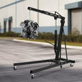 Engine Lift Crane 2 Ton (4000lbs) Engine Hoist Heavy Duty Garage Hydraulic Lift Foldable & Adjustable Height w/ 6 Universal Wheels for Car Fixing, Workshops, Ports, Warehouses, Garage