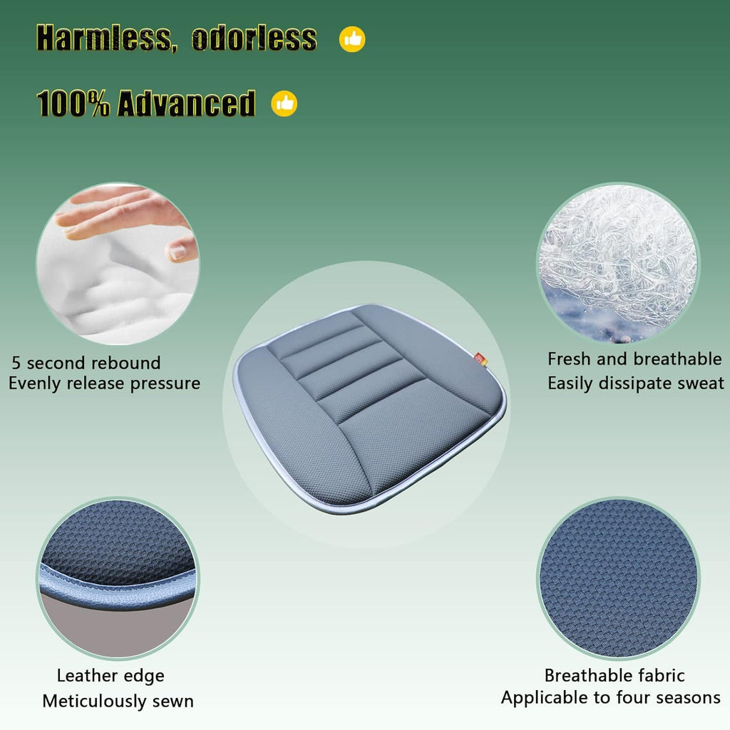 Car Seat Cushion Memory Foam Thin Seat Cushion for Car Truck Seat Driver, 20x18.5x1.2 Inches, Grey