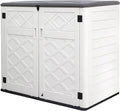 Resin Outdoor Storage Shed, 38 cu.ft Outdoor Storage Box Waterproof for Garden Tools, Patio Furniture, Trash Cans, Garage Storage, Customized Shelves & Lockable (Off White)