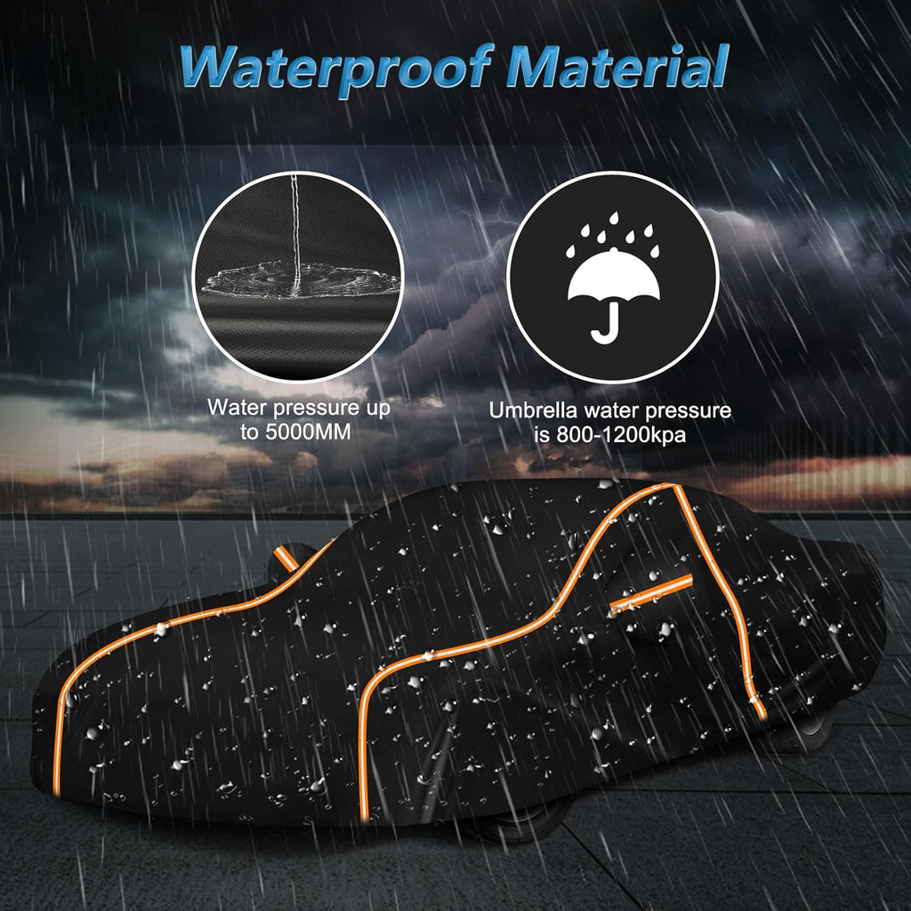 Car Cover for Chevy Camaro 1982-2002, Waterproof 210D Oxford Cloth and Cotton Cover Outdoor Full Car Covers with Zipper Windproof Heavy Duty All Weather with Wind, Sun, UV and Dust Protectio