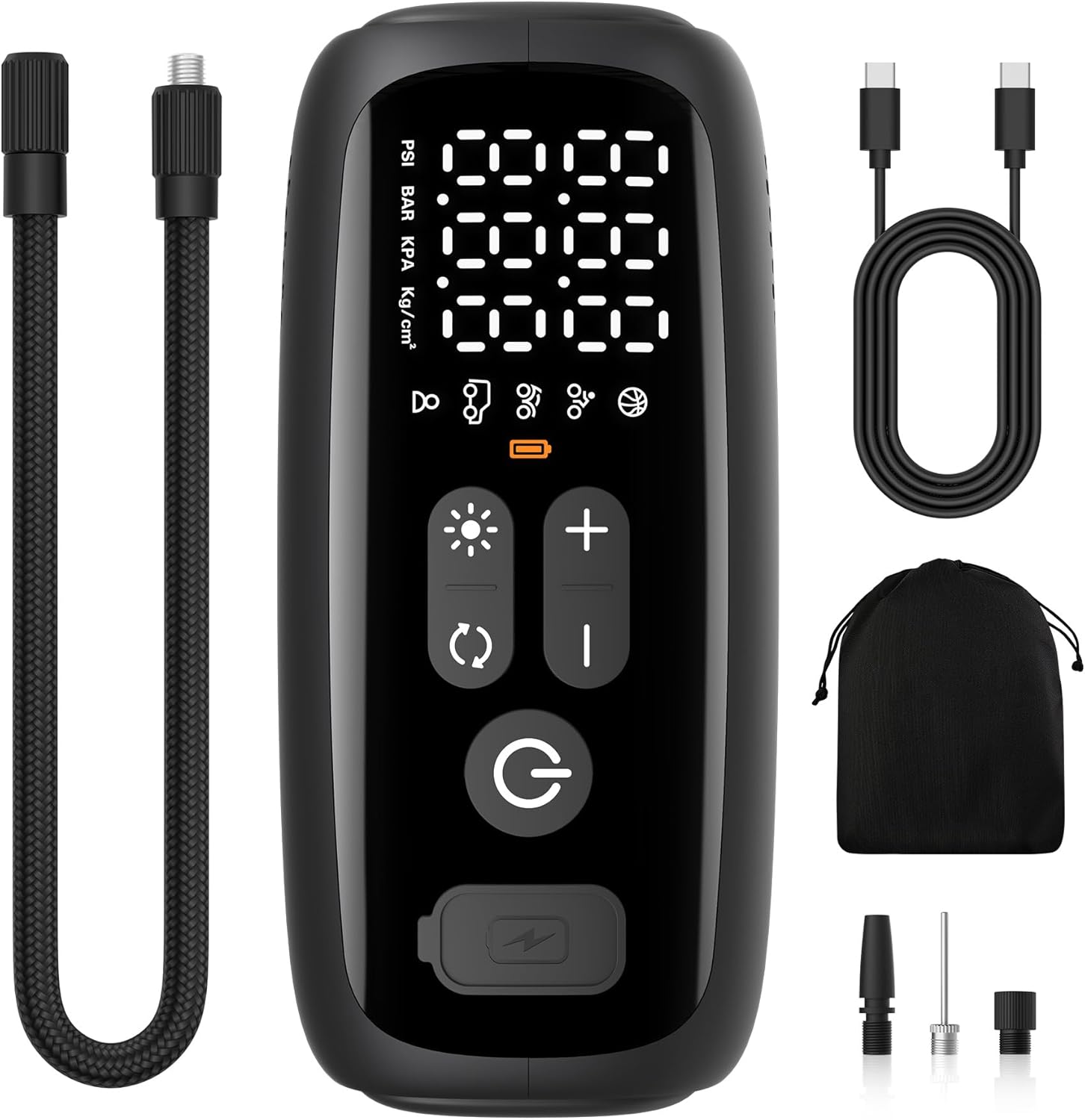 Tire Inflator Portable Air Compressor, 28 Cylinders 12V Air Compressor, 140W Auto Shut-Off with LED Light 150psi Pump, Portable Air Compressor for Car Tires, Bicycle, Moto, Ball etc.