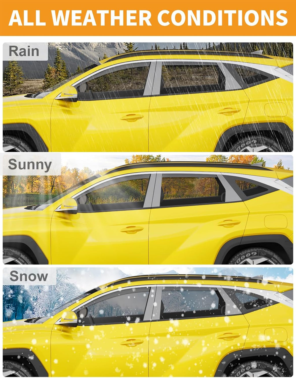 in-Channel Window Rain Guards Fit for Hyundai Tucson 2022 2023 2024 2025 Extra Durable Window Deflectors Vent Visors Shades Car Accessories Visors Rain Guards -4 pcs