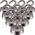 Neosmuk Magnetic Hooks, Cruise Ship Essentials, 40lb+ Heavy Duty Magnetic Hooks for Cruise Cabins, Refrigerator, Grill, Hanging, and Travel | Extra Strong Must-Haves Magnet Hook,Brown,Pack of 10
