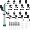 16 Pack Metal Broom Hooks, Heavy Duty Garage Holder Wall Mount, S Type Anti-Slip Mop Rack, Cleaning Tools Holder Storage Organizer Hanger for Shovel Rakes Shed Garden Lawn Yard