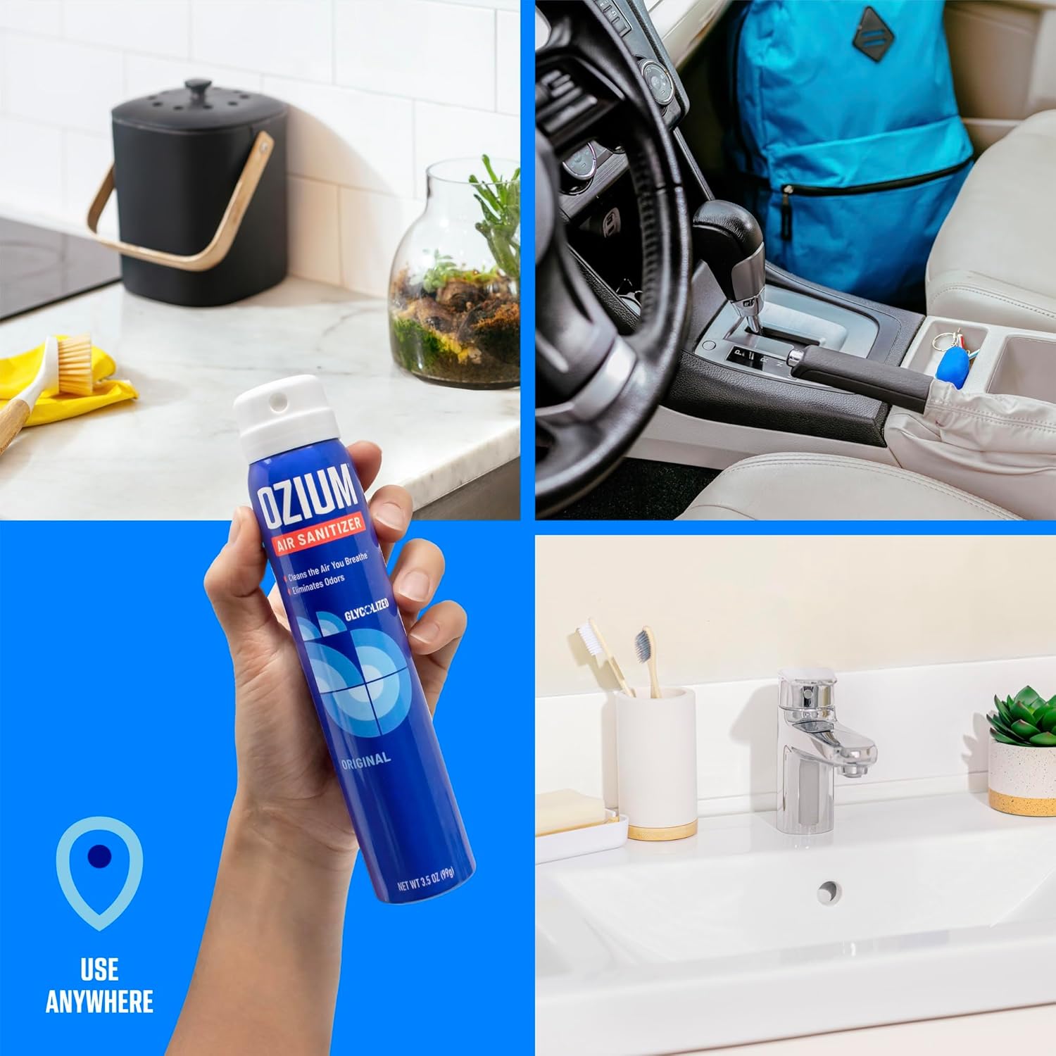 Ozium 3.5oz Air Sanitizer Spray & Odor Eliminator for Homes, Cars, Offices and More, New Car Smell, (Pack of 2)