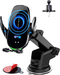 Wireless Car Charger Mount, Fast Charging Auto Clamping 15W Intelligent Dual Control Induction Car Phone Holder Mount Wireless Charging Compatible with All iPhone Android Smartphone