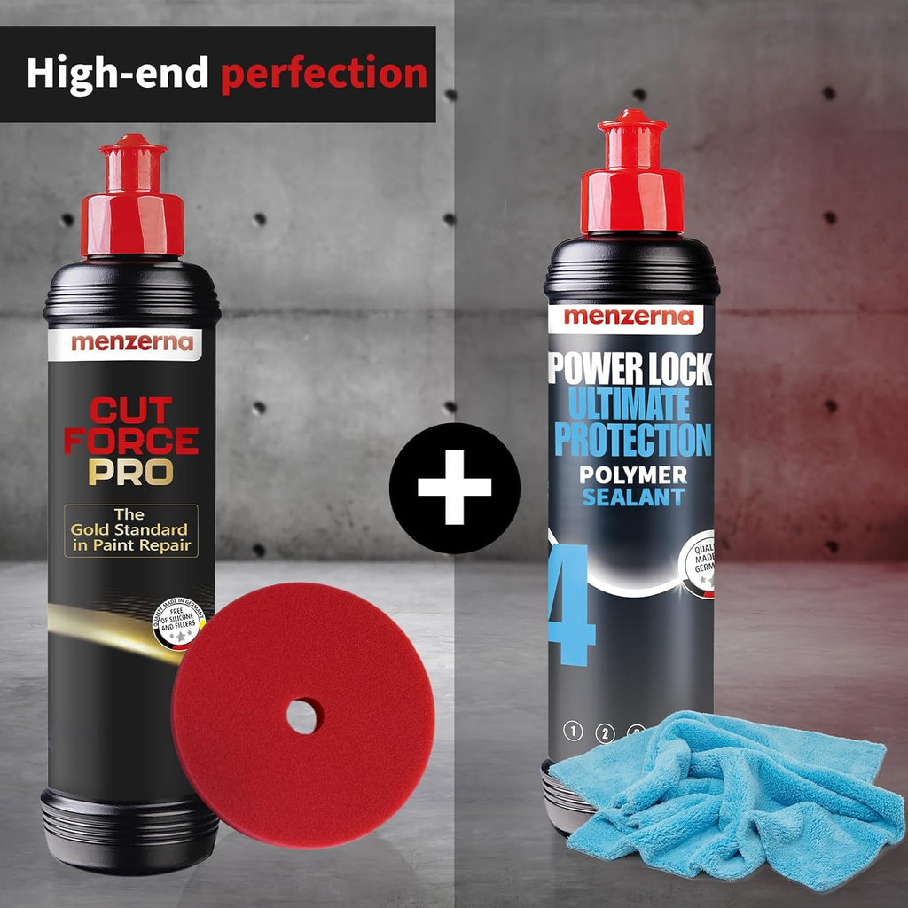 menzerna "Cut Force Pro" Car Polish 8 oz I Premium Polish with Heavy Cut and high Gloss Finish I Buffing & Polishing Compound for Car Maintenance I for Scratches & Sanding Marks I Car Body Repair