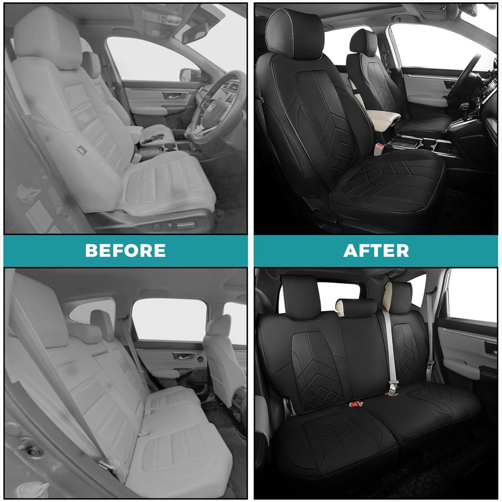 for Honda CRV Seat Covers Custom Fit 2017-2022 EXL EX LX Sport,Touring,Hybrid - Luxury Waterproof Leather Car Seat Covers Full Set - Black