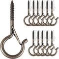 12 PCS Q-Hanger Hooks, Screw Hooks for Outdoor String Lights, Safety Buckle Design Cup Eye Hook for Hanging Christmas Lights, Plants, Wind Chimes, Mounted on Wall Ceiling, Windproof, Copper