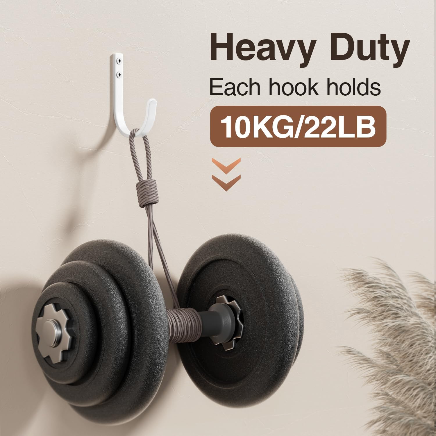 Wall Hooks for Hanging Towel/Coat - 22LB Screw in Metal Hanger Wall Mount, for Outdoor, Closet, Door, Bathrooms, for Backpack, Robe, White 5 Pack