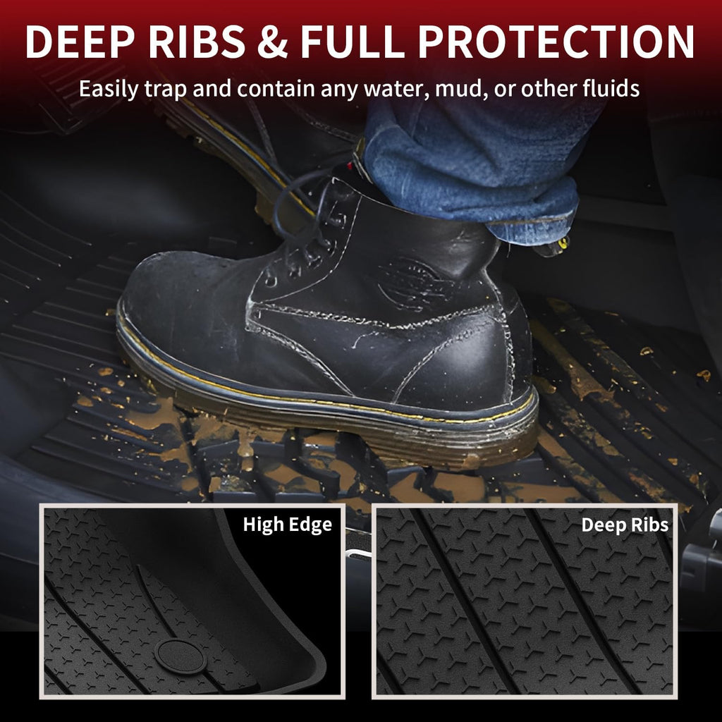 LASFIT Floor Mats for Mercedes Benz E Class E350 / E450 AMG / E53 2026 2025 2024 (Fit Sedan & All-Terrain), All Weather TPE Anti-Slip Floor Liners Fit for E Class 2024-2026, 1st & 2nd Row Set, Black