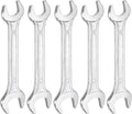 HARFINGTON 5pcs Double Open End Wrench 14mm x 17mm Metric 15 Degree Offset Angle Small Flat Head Wrench Galvanizing Open Ended Spanner for Automotive Repair Furniture Assembly