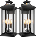20" Large Dusk to Dawn Outdoor Lights 3-Light, 2 Pack Black Modern Exterior Lighting Fixtures Photocell Sensor Outside Porch Lights Wall Mount, Waterproof Patio Exterior Sconce Lamps E12