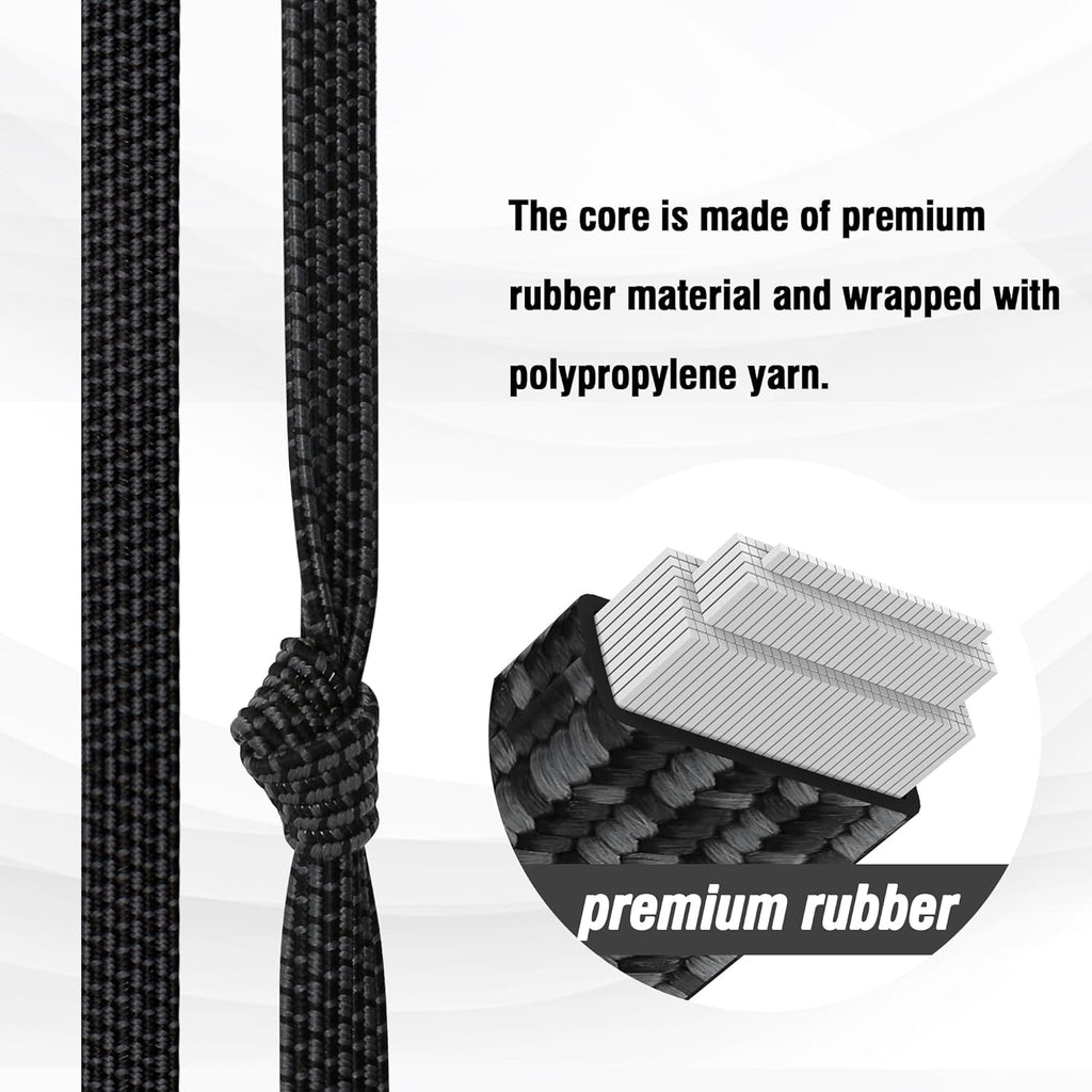 Bungee Cords, Flat Adjustable Bungee Cords with Hooks Heavy Duty 48 Inch, Elastic Rubber Black Bungee Straps with Buckle Hooks for Outdoor, Camping, Tarps, Bike Rack, Tent, Truck, 6 Pack
