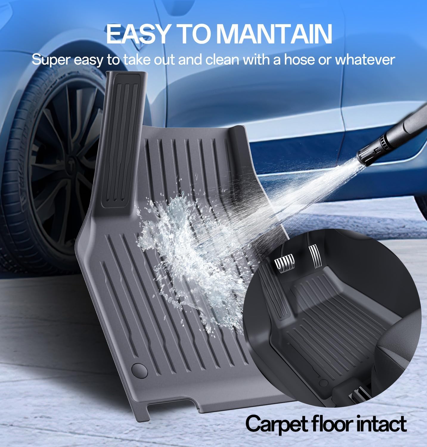 Floor Mats Fit for Model Y 2026-2025 Juniper 5-Seat - Custom Fit All Weather Front & Rear Row TPE Car Mats Floor Liners, 3-Piece (Not Fit 7-Seat)