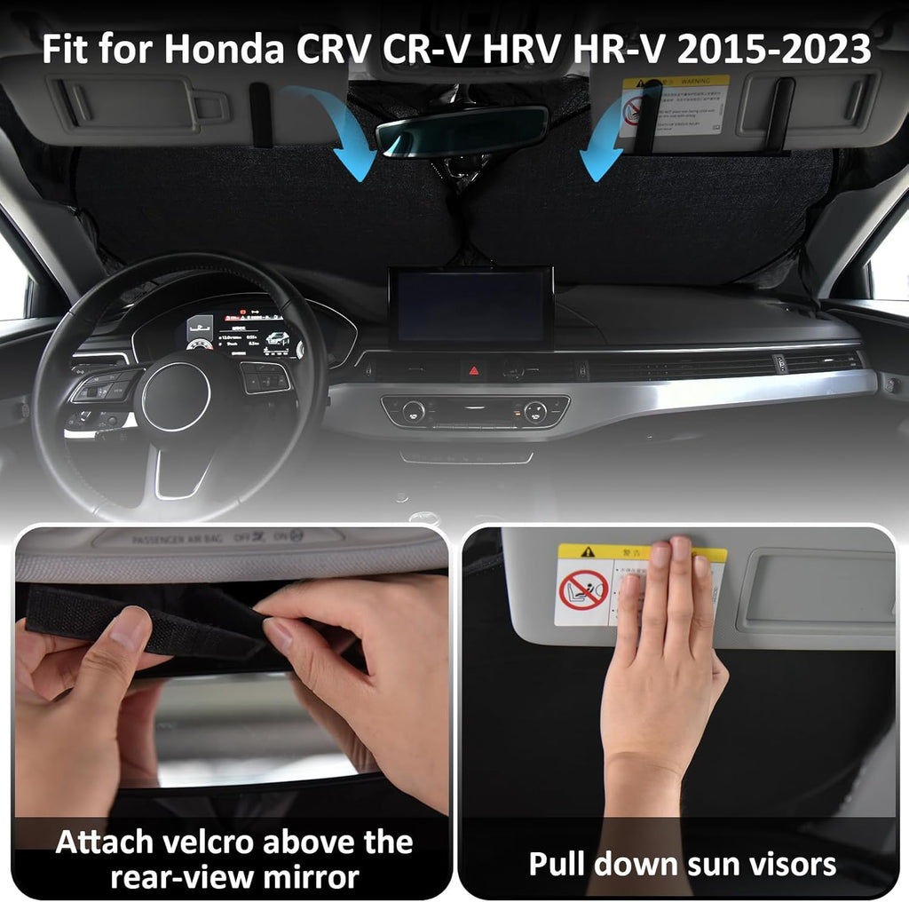 Sunshade for Honda CRV 2017-2022 Sun Shade Fit HR-V CR-V LX EX EX-L, Sport Hybrid, Sport Touring Hybrid SUV Accessories Front Window Shield Sun Visor Protector Foldable Windshield Cover Block UV Rays