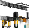 Garage Organization Tool Organizer Wall Mount, 48inch Heavy Duty Garden Tool organizer Storage System, Easy Install With 6 Adjustable Hooks, For Garage, Basement, Shed, Workshop(Black)