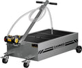 25 Gal Electric Oil Drain Pan, 110V High-Flow Pump, 9.8 FT Hose, 200 W Motor, 2 Locking Swivel Casters and 2 Directional Wheels Stable, Folding Handle, Heavy-Duty for Trucks, RVs, SUVs, Gray