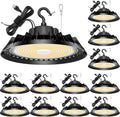 BBESTLED 12Pack LED High Bay Lights, Super Bright 150W UFO High Bay LED Shop Lights, 22500LM 5000K, 0-10V Dimmable, 5' Cable Plug, IP65 Waterproof, ETL Listed Plug&Play Lighting for Factory Warehouse