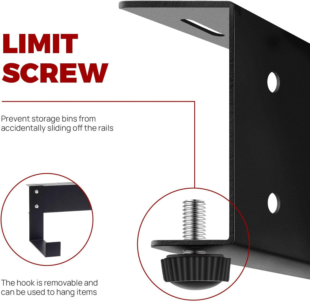 Overhead Garage Storage Rack System – Heavy-Duty Adjustable Ceiling Rails for Totes, Fits Most Storage Bins (8 Sets Hold 4 Bins Each)