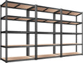 REIBII 2020LBS Storage Shelves 5 Tier Garage Shelving Heavy Duty, Adjustable Metal Shelving Unit, Garage Shelves for Basement, Warehouse, Pantry, 72" H x 35.55" W x 16" D, Black, 3 Pack