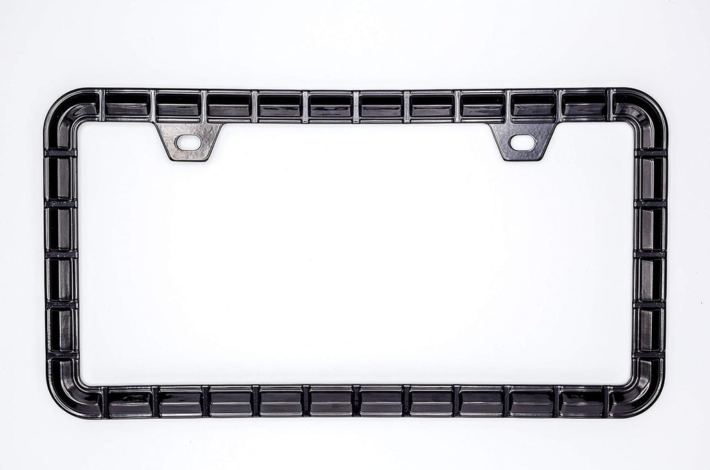 Creathome 3D Brilliance Black License Plate Frames, Pure Zinc Alloy Metal with Chain Patterned
