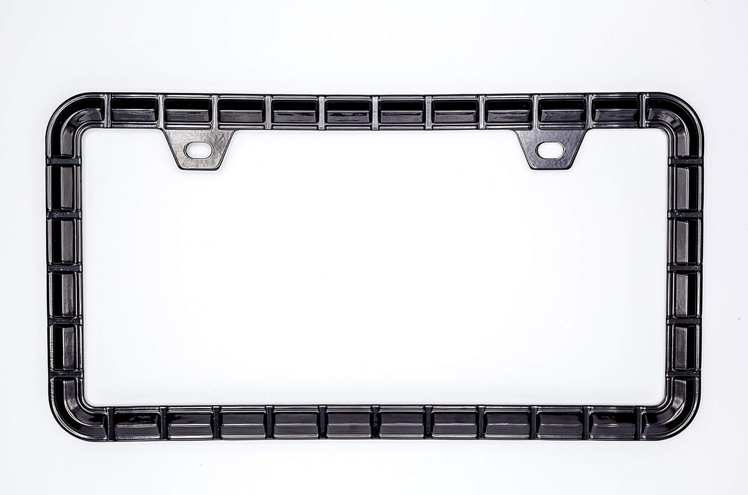 Creathome 3D Brilliance Black License Plate Frames, Pure Zinc Alloy Metal with Chain Patterned