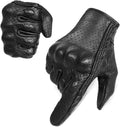 Superbike Full Finger Goat Skin Leather Touch Screen Motorcycle Gloves Men S,M,L,XL,XXL (Perforated, S)