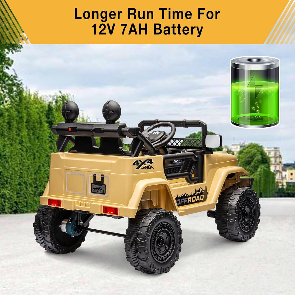 Garvee 12V Kids Ride On Truck Car with Remote Control - Electric Ride On Toys for Toddlers, Spring Suspension, 3 Speeds, LED Lights, Bluetooth Music & Parent Safety Brake