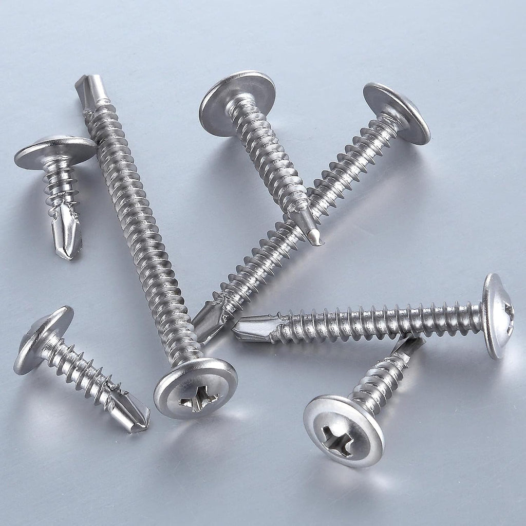 Wensilon（100pcs）#8×2”for Sheet Metal Self-Tapping Screws 410 Stainless Steel Truss Head High-Strength Quick Tapping Screws