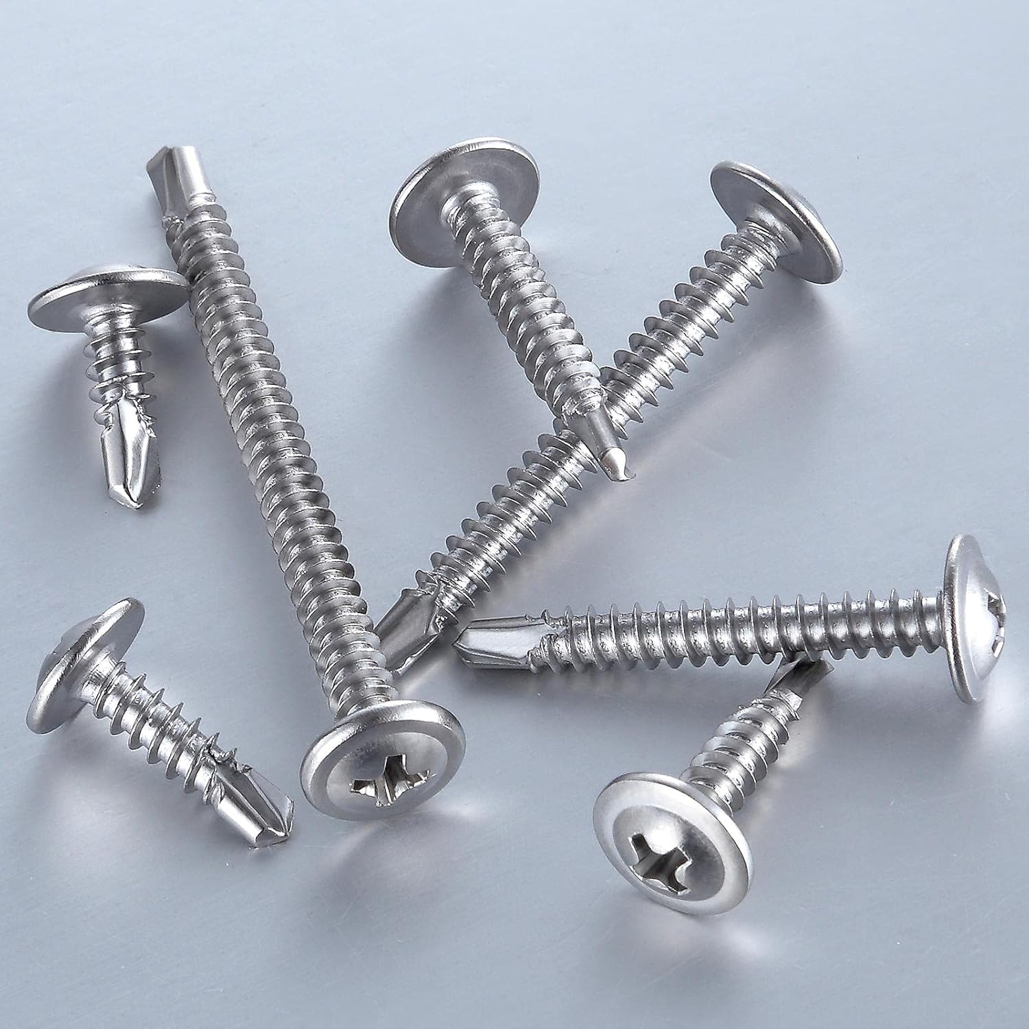 Wensilon（100pcs）#8×2”for Sheet Metal Self-Tapping Screws 410 Stainless Steel Truss Head High-Strength Quick Tapping Screws