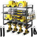 4 Layers Power Tool Organizer Wall Mount, Garage Wall Shelving, 4 Drill Holder Wall Mount, Cordless Tool Organizer, Garage Storage Rack with 4 Extension Cord Holder