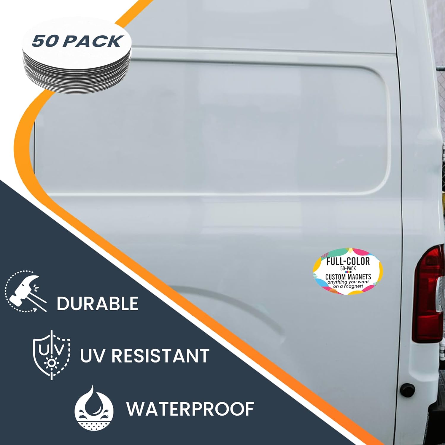 Magnet Me Up Custom 4x6 Inch Oval Magnet, 50 Pack, Customizable for Businesses, Personal Use, Choose Your Text, Upload Image, Magnetic Vinyl for Vehicles and Any Magnetic Surface, Crafted in USA