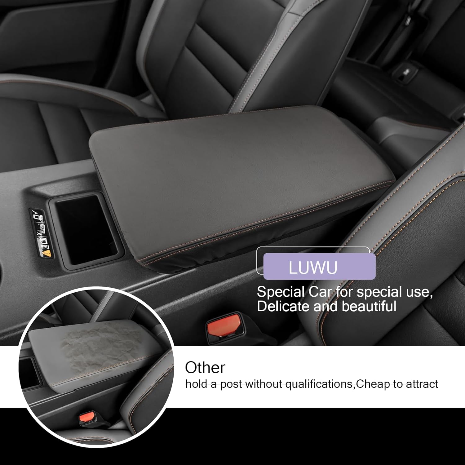LUWU 2024 2025 Prologue Center Console Cover Compatible with 2024 2025 Honda Prologue Accessories 2025 Prologue EX/Touring/Elite Armrest Cover Center Console Pad Armrest Console Cover (Thin Black)