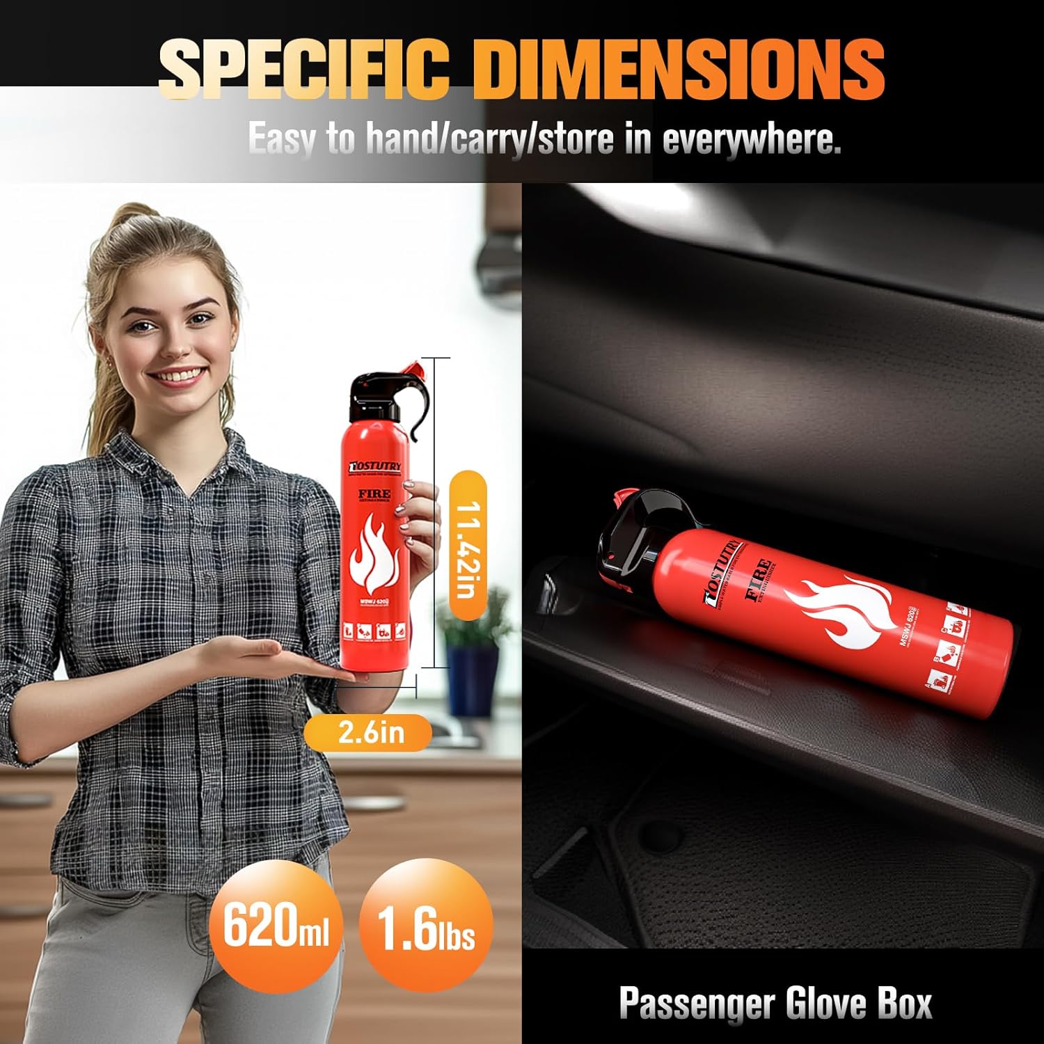 Upgraded 8-IN-1 Fire Extinguisher for Home Vehicle Car Kitchen Boat, Small Fire Extinguishers Spray with Mount for Class A B C K Fire, Portable Non-Toxic Prevent Re-Ignition Easy Clean (2 Pack)