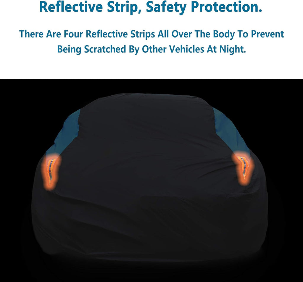 MORNYRAY Waterproof Car Cover All Weather Snowproof UV Protection Windproof Outdoor Full car Cover, Universal Fit for Sedan (Blue, A6-Fit Sedan Length(207-216 inch)