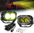 Auxbeam 4 Inch Amber Fog Light, 60W Square Pod With 5050 LED Yellow Spot Lens Beam Offroad Driving for Jeep Motorcycle SUV Trucks Boat (2 Pcs)