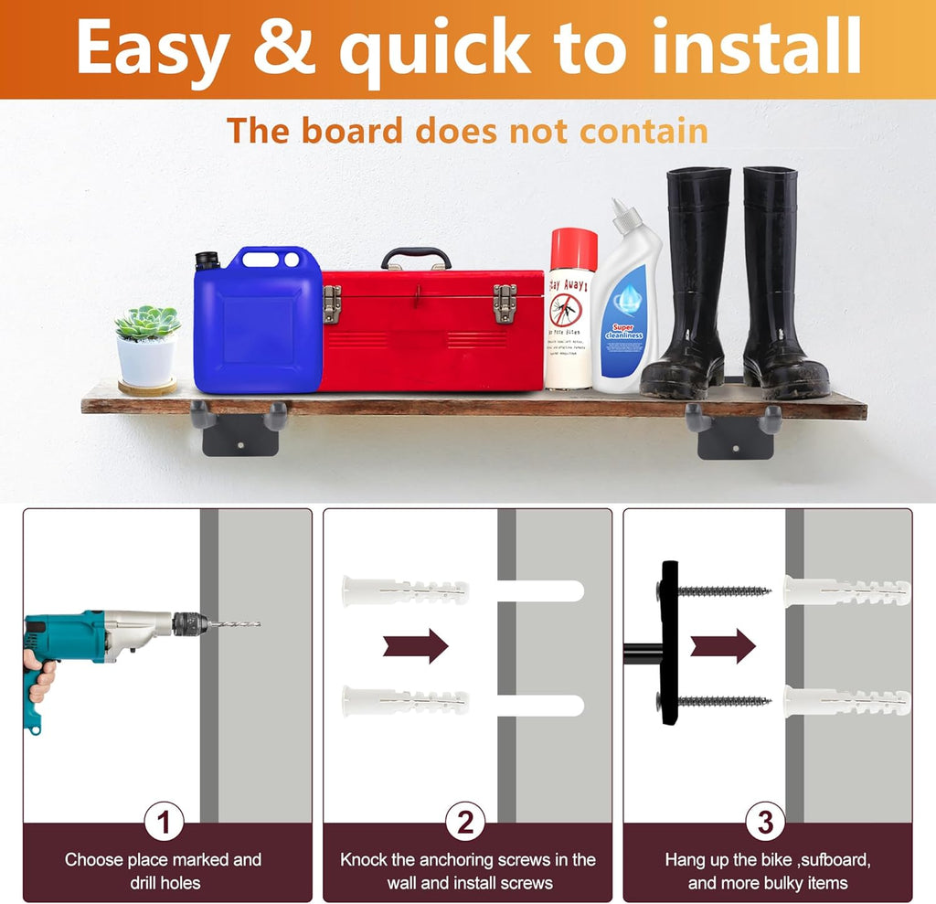 Sinoer Upgraded Heavy Duty Garage Hooks, Utility Steel Garage Hooks, 14 Inch Square Tube Double Garage Wall Mounting Hooks for Chairs, Ladders, Ropes and Strollers, 4 Pieces