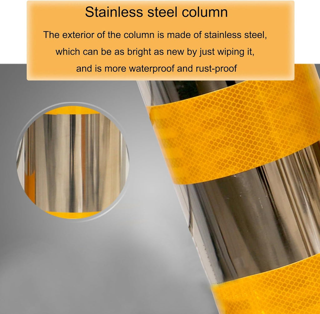 Safety Barrier Bollard, Steel Car Parking Protection Posts, Caution Cones, Driveway Barrier, Parking Stopper for Garage, Perfect for Traffic-Sensitive Area(Yellow (2PCS))